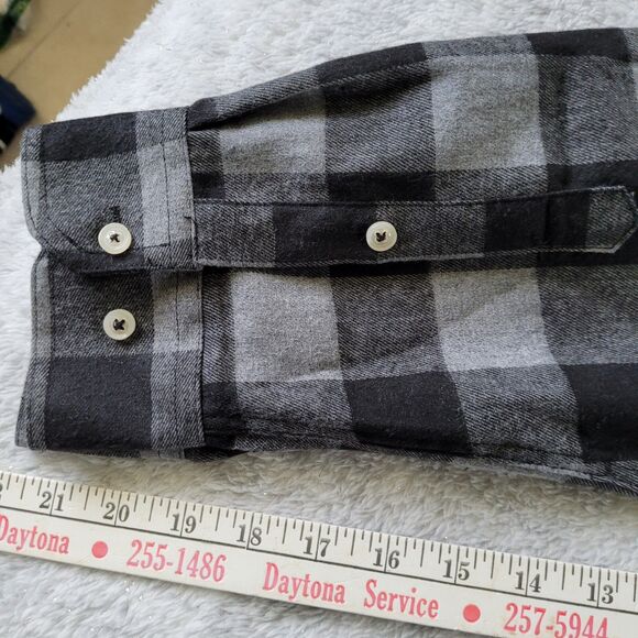 Design In Italy Shirt Mens 4XL Blue Flannel Plaid Luxury Collared Button Down - Picture 10 of 11